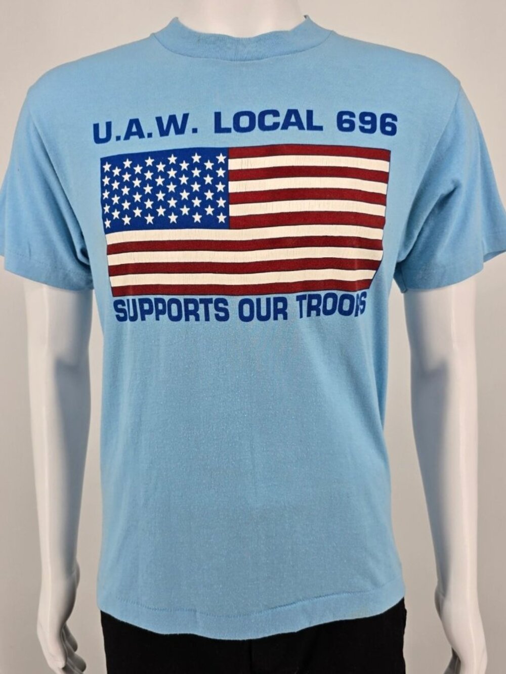 Vintage Early 1990s U.A.W. Local 696 Supports Our Troops Gulf War T-Shirt (M)